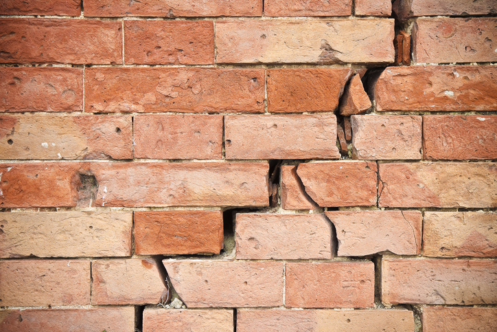 cracked brick wall